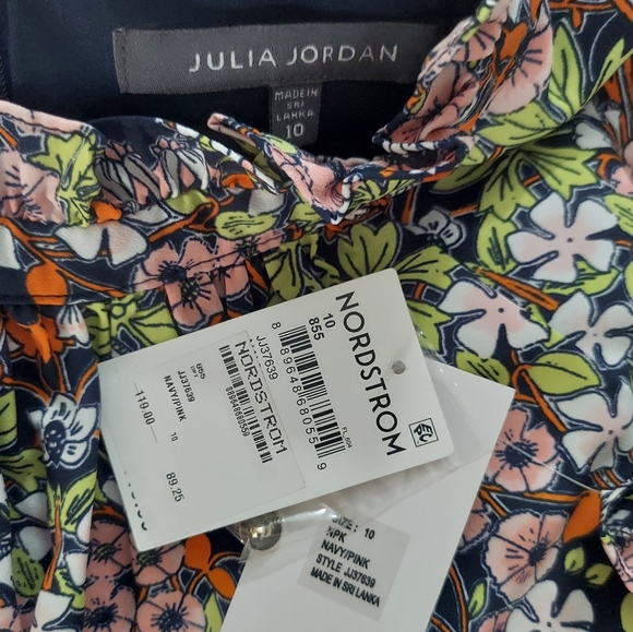 NEW Nordstrom Julia Jordan mock ruffled neck flutter sleeve floral dress - Picture 13 of 16